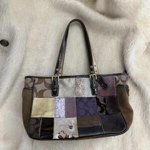 Y2K vintage Coach Patchwork Leather and Suede Tote Bag